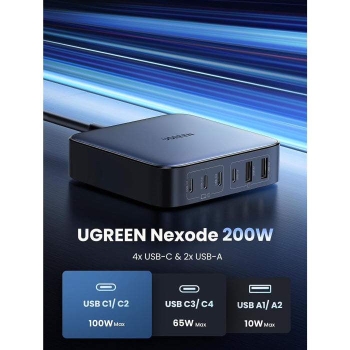 UGreen CD271 Nexode 200W USB C GaN Desktop Charger-6 Ports