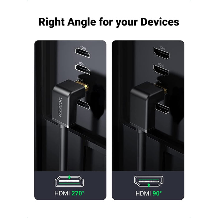UGreen HDMI Cable 4K Right Angle 270 Degree 1m - Black