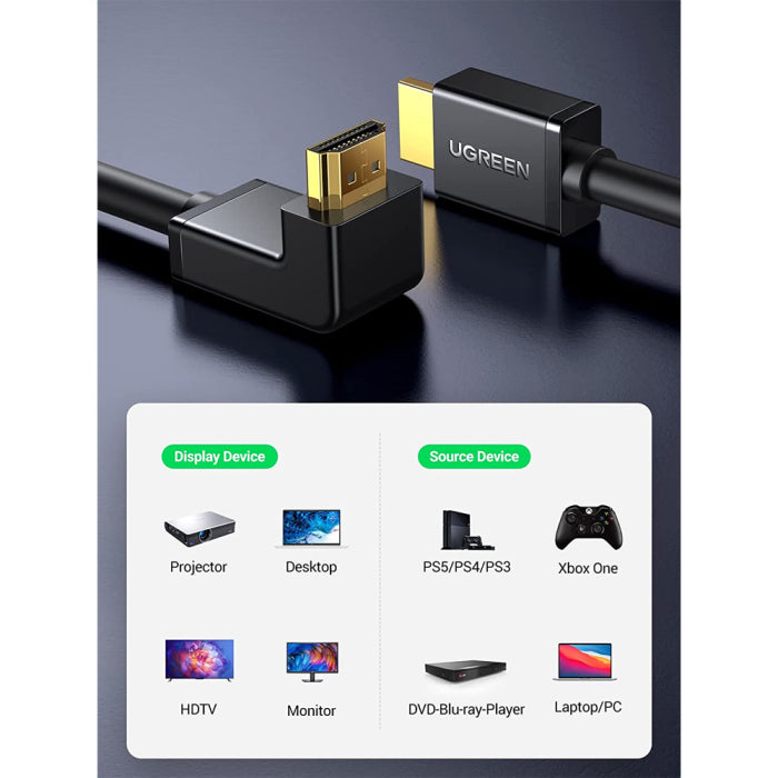 UGreen HDMI Cable 4K Right Angle 270 Degree 1m - Black