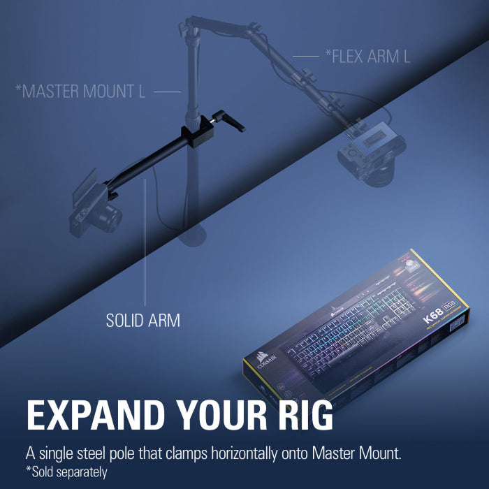 Elgato Solid Arm Master Mount For Easy Mounting and Adjusting of Lights Cameras & Microphones