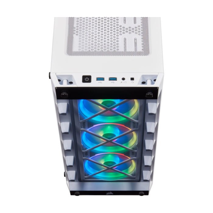 Corsair iCUE 465X RGB Mid-Tower Tempered Glass Side & Front Panel Smart Case with 3 RGB Fans - White