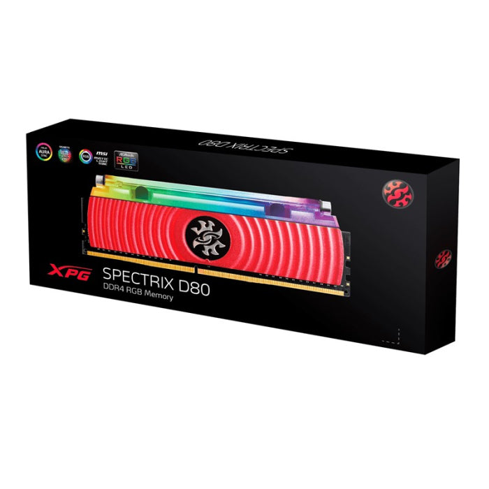 XPG SPECTRIX D80 16GB (2x8GB) DDR4 4133MHz RGB Liquid Cooling Desktop Memory Kit - Red