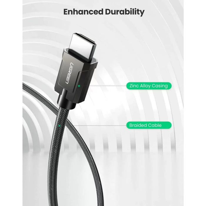 UGreen 8K HDMI Male to Male Round Cable With Braided 2m - Gray