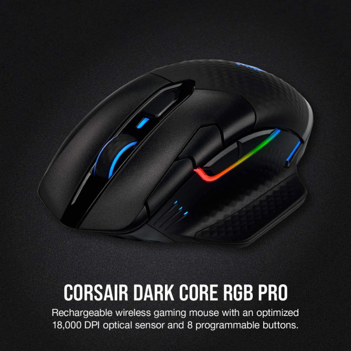 Corsair Dark Core RGB Pro SE Wireless FPS/MOBA 18,000 DPI Gaming Mouse with Slipstream Technology