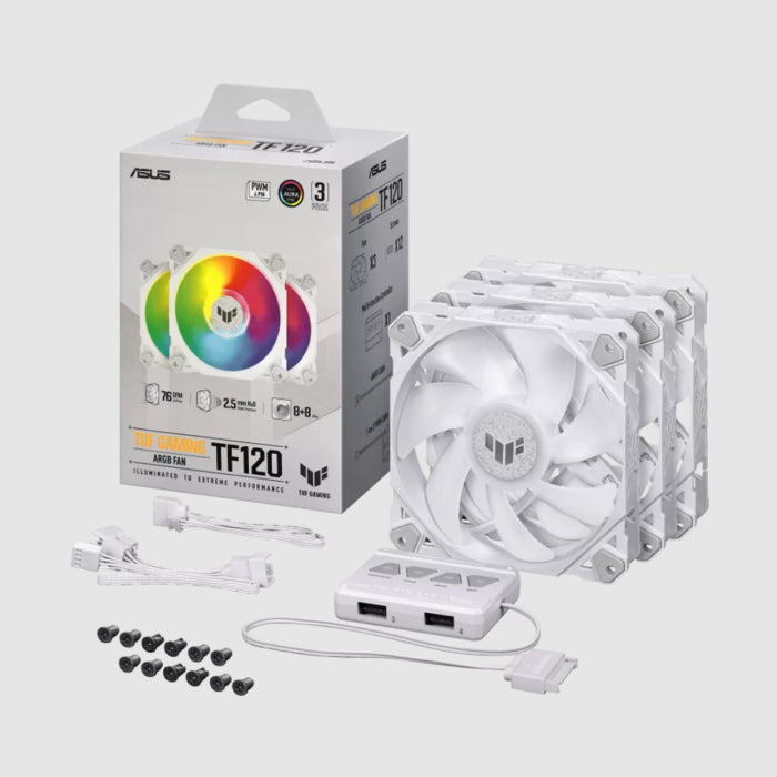 Asus TUF Gaming TF120 ARGB Triple Fan Kit with Controller - White