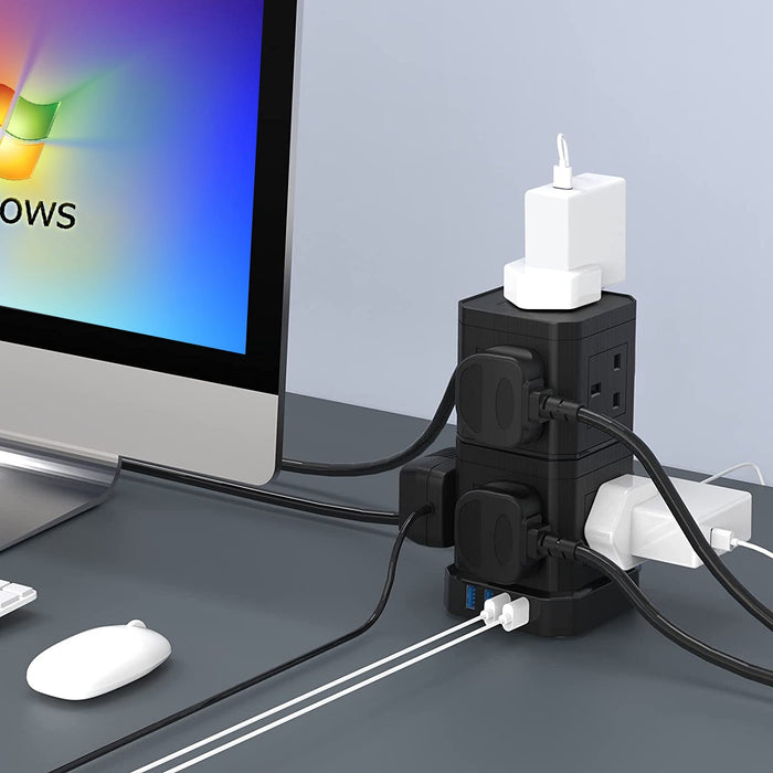 Powerstrip Cube with 9 outlets & 4 USB ports