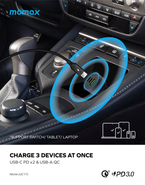 MoVe 100W Triple Fast Charge Car Charger UC17