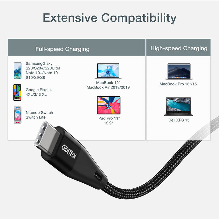 Choetech PD 60W USB-C to USB-C 1.2m Cable