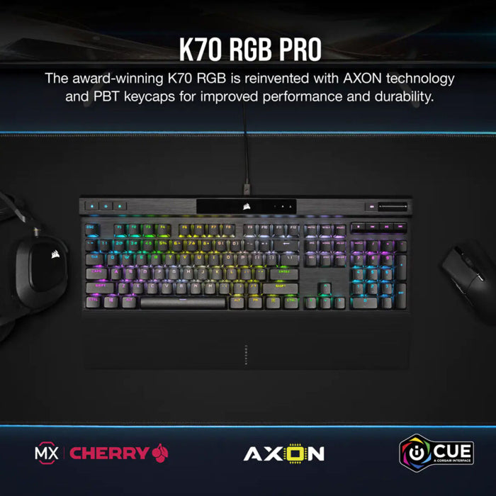 Corsair K70 PRO RGB Optical-Mechanical Gaming Keyboard OPX Linear Switch PBT Double-Shot Keycaps - Black