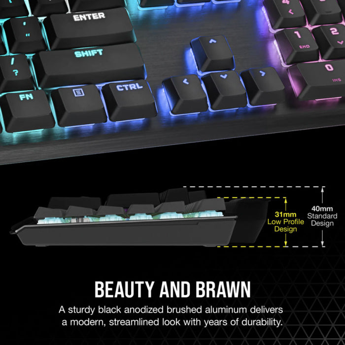 Corsair K60 RGB Pro Low Profile Mechanical Gaming Keyboard Cherry MX Low Profile Speed Keyswitches