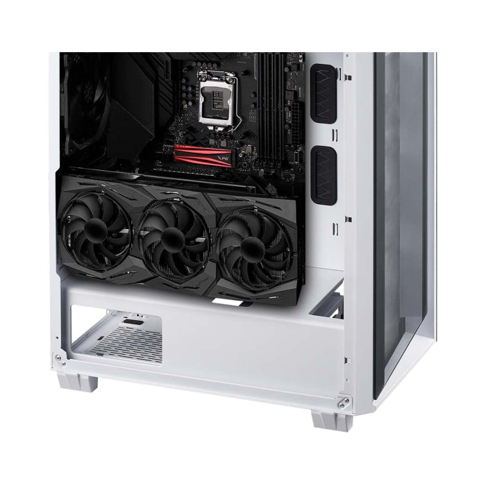 XPG Cruiser Mid-Tower Aluminum Frame Tempered Glass Side Panel Case With 3 ARGB Fans - White