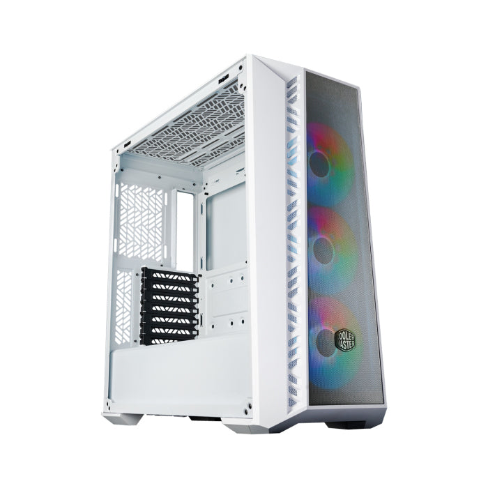 Cooler Master MasterBox 520 Mid Tower Mesh Steel ABS Plastic Tempered Glass Side Panel Case with 3 ARGB Fans - White