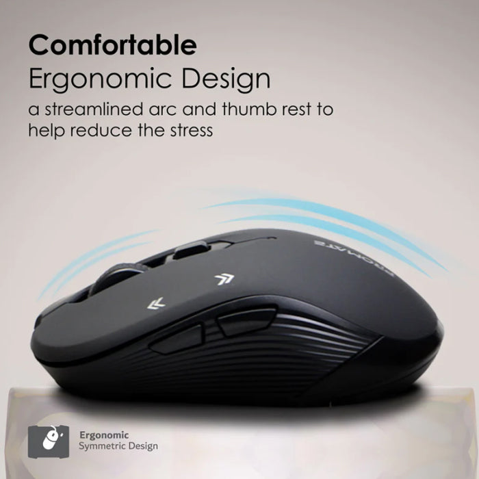 Promate Slider Optical Tracking Wireless Ergonomic Mouse - Black