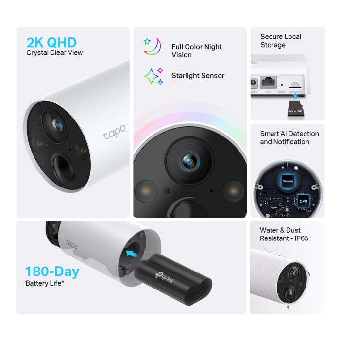 TP-Link 2K Smart Wire-Free Security Camera System, 2-Camera System