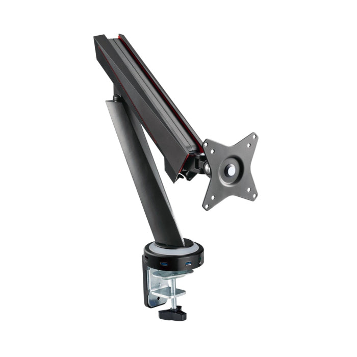 Twisted Minds Single Spring-Assisted Pro Monitor Arm with Dual 3.0 USB+Audio+Mic Ports (17"-32" Flat & Curved Monitors)
