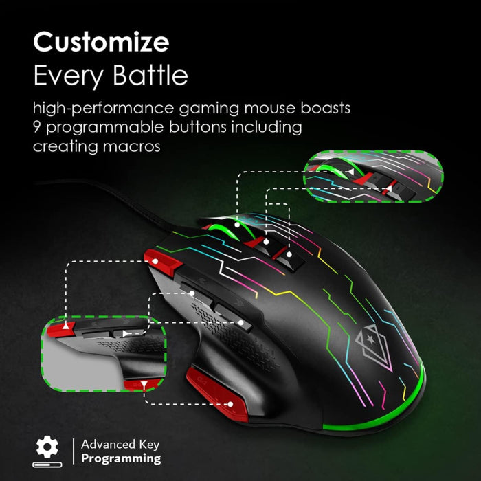 Vertux Kryptonite Superior Quick Performance Wired Gaming Mouse - Kryptonite/Red