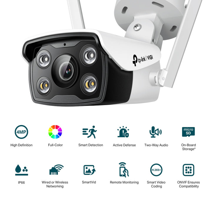 TP-Link VIGI 4MP Outdoor Full-Color Wi-Fi Bullet Network Camera