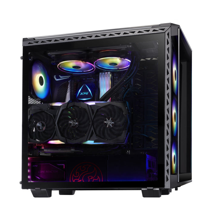 XPG BATTLECRUISER Super Mid-Tower 4-Side Tempered Glass Case with 4 RGB Fans - Black
