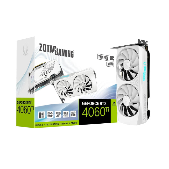 Zotac Gaming GeForce RTX 4060 Ti Twin Edge White OC Edition 8GB GDDR6 Graphics Card
